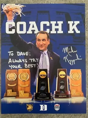 Mike Krzyzewski Coach K Autographed Signed 8.5x11 Photo Duke Blue Devils HOF #4 • $45