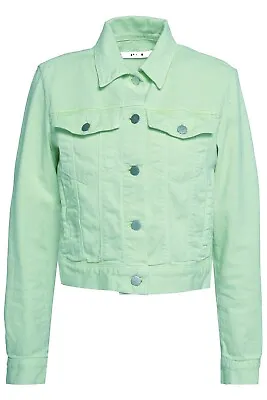 Girls Mint Green Button Down Front Pocket Longsleeve Denim Jeans Jacket 3-8years • $13.88