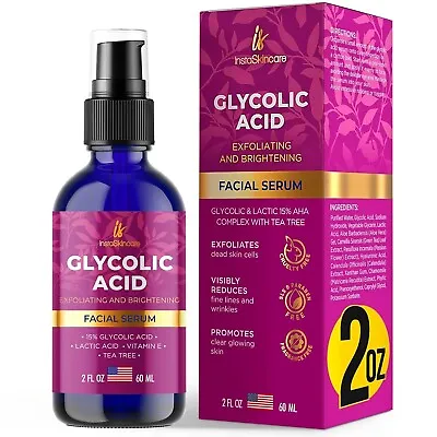 Glycolic Acid Serum For Face 15% Strength - Extra Large Size (2Oz) New Formula • $14.99