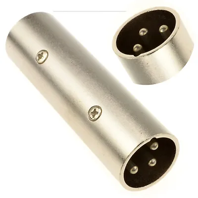 XLR Male Plug To Plug Metal Joiner Coupler Adaptor • £3.10