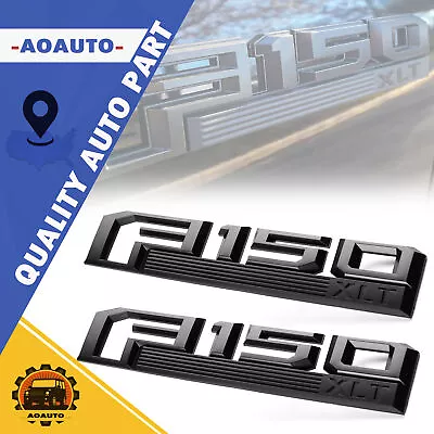 $22.99 • Buy 2PCS Side Fender Emblems For F-150 Raised XLT Letter Badge Matte Black 2015-2020
