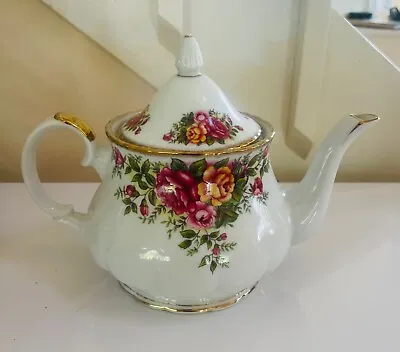 Vintage English Garden Teapot Robinson Design Group Floral Roses 1989 Gold Trim • $39