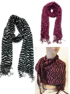 100% Viscose Cotton Long Zebra Stripe Animal Print Scarf Gift • £4.99