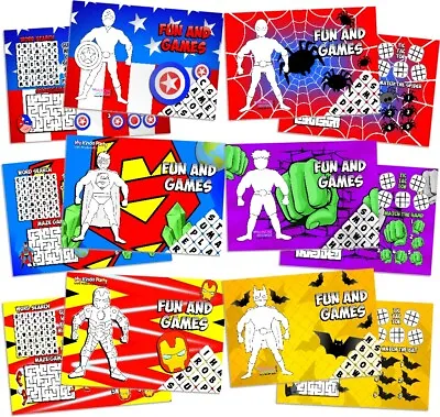 Pack Of 18 - Superhero Fun And Games Activity Sheets - Party Bag Books Fillers • $5.60