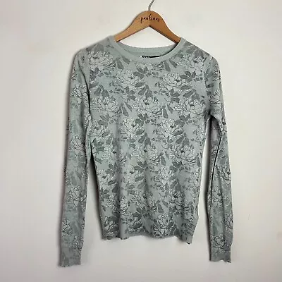 Zara Gray Floral Print Long Sleeve Lightweight Sweater Top XS • $24.95