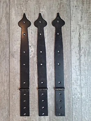 Vintage Strap Hinges Colonial Spade Spear Tip Flat Black 13  Lot Of 3 • $32.99