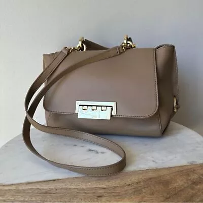 ZAC Zac Posen Women's Eartha Folded-Gusset Leather Satchel Hand Bag Purse Tan • $140