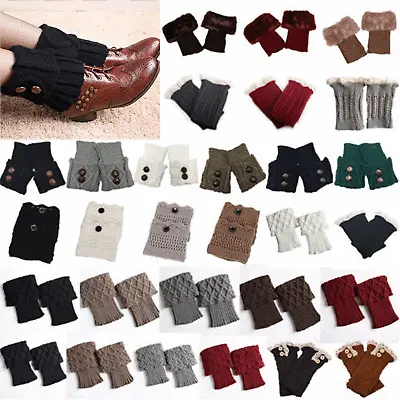 £5.39 • Buy Men Crochet Knitted Leg Warmers Long Cuffs Over Knee Ankle Socks Boot Covers