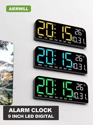 9.0inch Large Digital Wall Clock Temperature And Date Week Display Night Mode Ta • $37.99