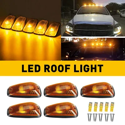 5X Cab Marker Roof Light Clear Lens Amber LED Bulbs For Chevy/GMC Pickup Trucks • $26.99