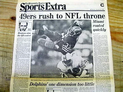 1985 Newspaper SAN FRANCISCO 49ERS WIN SUPER BOWL XIX Vs The MIAMI DOLPHINS • $25