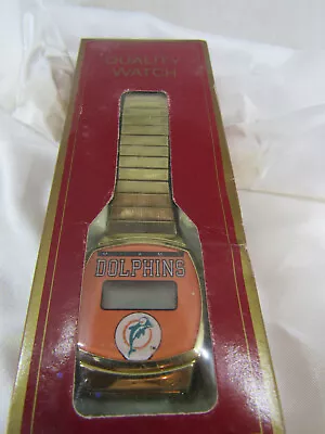 Vintage New In Package MIAMI DOLPHINS Digital Quartz MEN Watch Gold • $19
