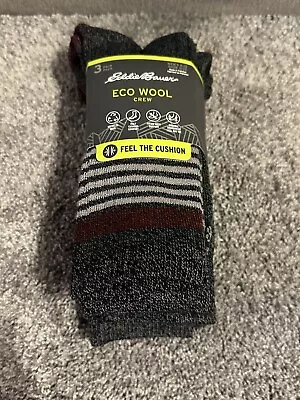 Eddie Bauer Men’s Eco Wool Crew Socks 3 Pairs Size 6-12 • $21