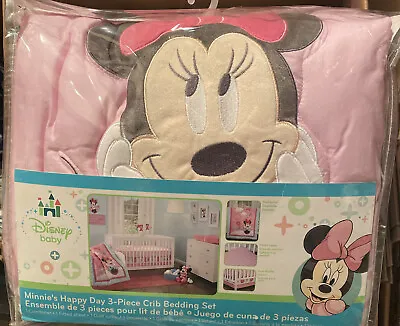 Disney Minnie Mouse Happy Day 3piece Baby Crib Bedding Set - NIB • $32