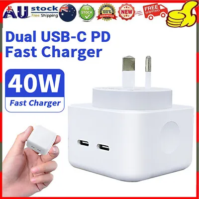 $15.56 • Buy 40W Dual USB-C PD Fast Charging Wall USB C Charger Power Adapter Type-C Brick
