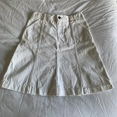 Eddie Bauer White Denim Gored A-line Skirt Size 6 100% Cotton Excellent • $15