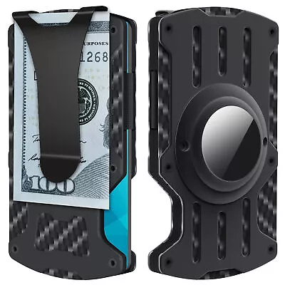 Airtag Men Wallet Case Money Clip RFID Credit Card Holder Magnetic Air Tag Cover • $16.41