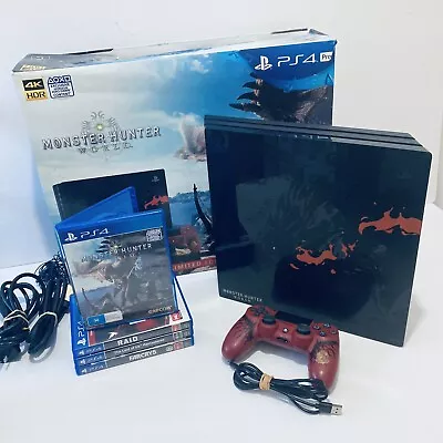 BOXED PlayStation 4 PS4 Pro Limited Edition Monster Hunter World Console Bundle • $529.15