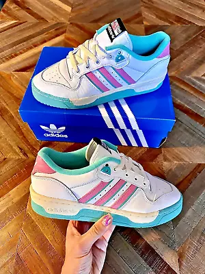 Adidas Rivalry Low 80s Originals Retro Pink White Trainers Sneakers Shoes UK 7.5 • £50