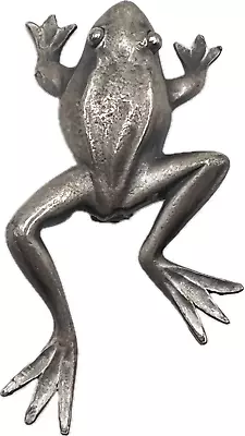 Signed LG Vintage FROG BROOCH Pin Toad Tree Climbing Pewter Costume Jewelry • $5