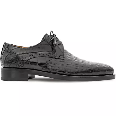 Mezlan Golfo Plain Toe Crocodile Derby Black (4967-F) • $795