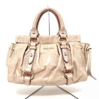 Auth Miumiu Gathered Bag - Beige Leather Handbag • $155