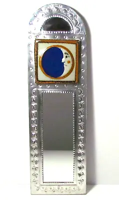 Vintage Mexican Tin Art Blue Moon Mirror 6x19.5  • $24.99