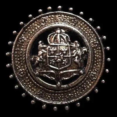 Signed Vintage Blackened Antiqued Alloy Metal Retro Goth Gothic Crest Brooch • $9.87