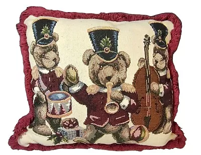 Dakotah Tapestry Holiday Teddy Bear Musical Band Throw Pillow Red And White • $11.99