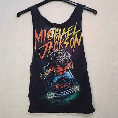 VTG Michael Jackson Shirt Womens S “This Is It” Tour Werewolf Graphic Cut Off • $12.88