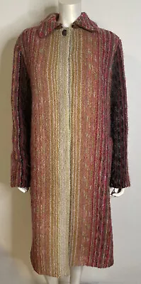 Missoni Orange Label Looped Chenille Boucle Tweed Coat Striped 44 12 14 Pink • $451.33