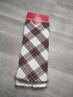 CHRISTMAS TREE Fabric Check SKIRT PLAID Faux Fur Lined Ashland 48 In New $50  • $25
