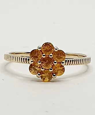 9ct Gold Citrine Flower Cluster Fancy Shoulder Yellow Gold 375 Ring Size U • $319.42