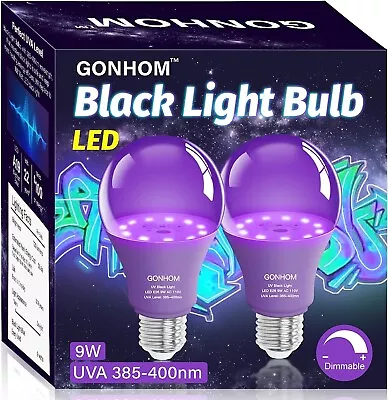 2 Pack A19 LED Black Light Bulbs 9W Black Light Light Bulb(100Watt Equivalent) • $10.96