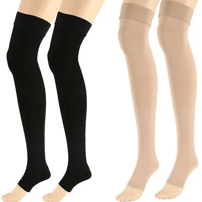 Medical Compression Stockings Support Varicose Veins Thigh High Open Toe Unisex • $9.59