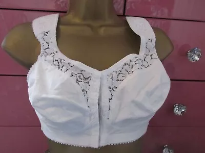 Miss Mary Of Sweden Unpadded Non Wired Front Fastening White Bra Size 36d Worn • £12.99