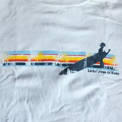 Mossimo Vintage 90s Livin' Free & Easy Surfing Surfer White 2XL Graphic T-Shirt • $24.95