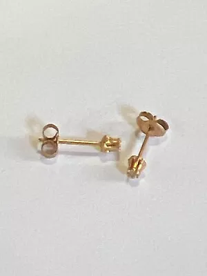 Classic Tiny Vintage 14K Yellow Gold Buttercup Diamond Stud Earrings PETITE • $57