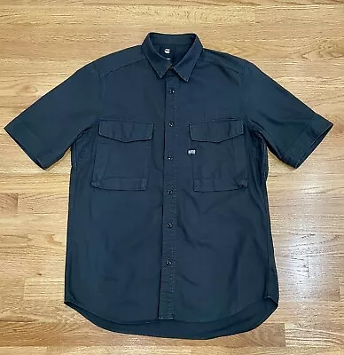 G-Star Raw Black Men’s Large Button Down Short Sleeve Type C Shirt Double Pocket • $19.99