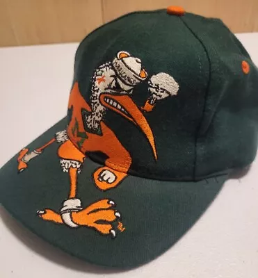 RARE Vtg 90s NCAA MIAMI HURRICANES Signature Brand SNAPBACK HAT CAP BIG LOGO  • $260