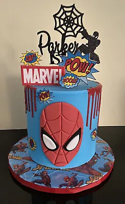 Edible Sugarpaste Spider Man Birthday Cake Topper Decoration Marvel • £10.99
