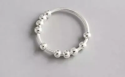 £12.60 • Buy 925 Silver Ring, Silver Ball Spinning Ring, Fidget Rings, Stacking Rings, Size O