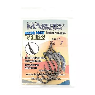 ANGL #5/0 B/LESS SGL GRABBER HK(5) BK/NI (Semi Barbless Single Sickle) • $8.23