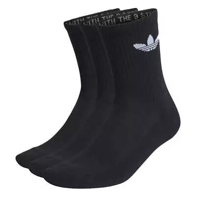 Adidas - Cushioned Trefoil Mid-Cut Crew 3 Pack Socks Black • $25
