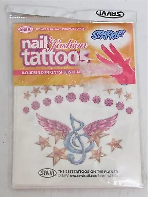 Savvi Glitter Tattoos Nail & Fashion Temporary Music Notes Stars Flowers • $9.99