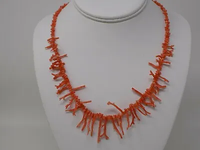 VTG Salmon Pink Mediterranean Coral Branch Natural Necklace W/ Pretty Clasp 19  • $59.49