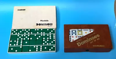 2 Vintage Domino Set Of 28 Standard Marblelike & Set Of 55 Double 9 Marbelized • $35