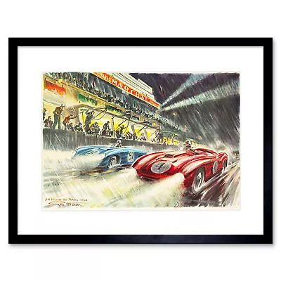 £24.99 • Buy Sport Motor Le Mans 24 Hour Race Car Speed Rain Framed Art Print 12x16 Inch