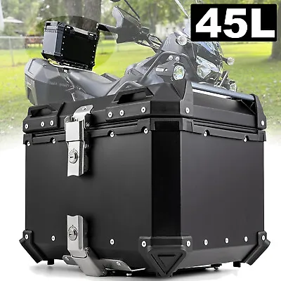 45L Motorcycle Top Case Scooter Luggage Storage Trunk Rear Tour Tail Box Black • $95.90