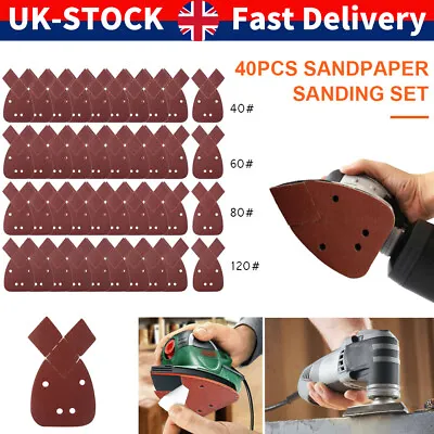 40pcs Mouse Sanding Sheets For Black And Decker Mouse Palm Sander Pads Sandpaper • £6.89